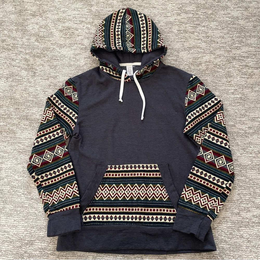 Aztec Pullover Hoodie Native Western Print Men’s … - image 1